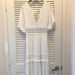 Fortunateone XL COWBOY MIDI DRESS WHITE